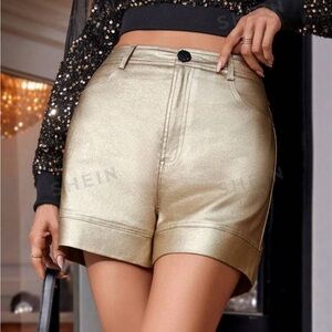 NWT High Waist Leather Look Metallic Slight Stretch Shorts size XS